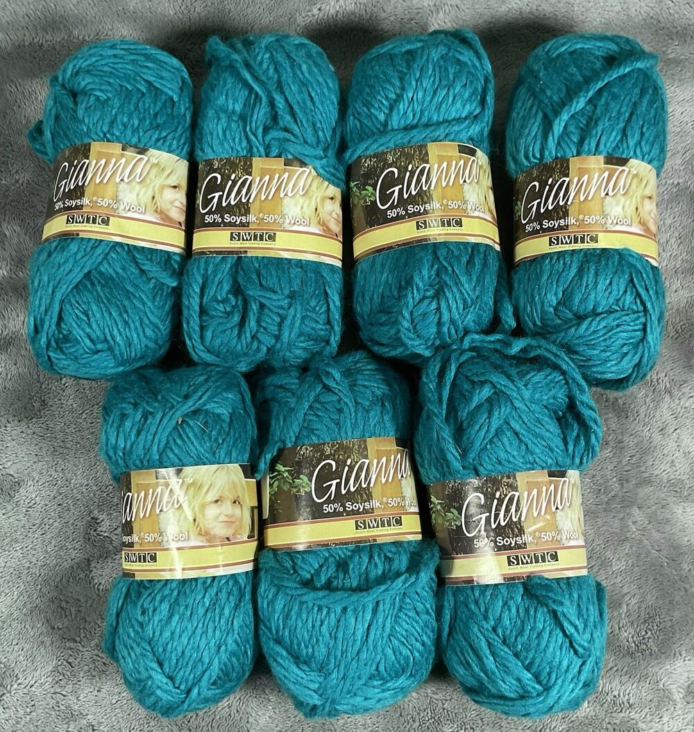 SWTC Gianna Yarn Lot 7 Skeins Teal 50g 50% Soysilk Wool Dyelot 3706-12